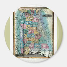 Old 1826 Alabama Map Refrigerator Magnet