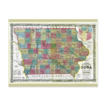 Old 1856 Iowa Map Post Cards