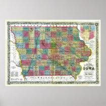 Old 1856 Iowa Map Posters