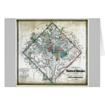 Old 1862 Washington District of Columbia Map Card
