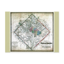 Old 1862 Washington District of Columbia Map Post Card