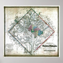 Old 1862 Washington District of Columbia Map Poster
