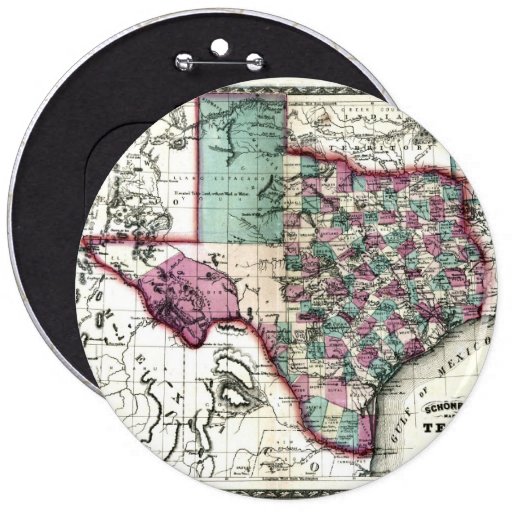 Old 1866 Texas Map Pin