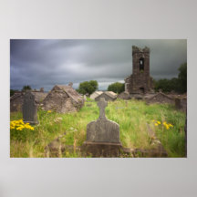 Old abandoned cemetery ruins in Ireland Poster