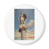 Old Advert TWA Greece Refrigerator Magnets