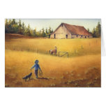 OLD BARN, APPALOOSA BOY & DOG by SHARON SHARPE Card