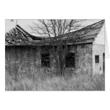 Old Black and White House Card