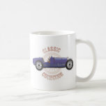 Old blue vintage racing car used on the track coffee mugs