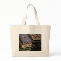 Old book stack canvas bag