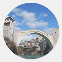 Old Bridge in Mostar Round Stickers