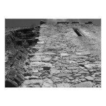 Old building. Tall Stone Wall. Custom Invitations