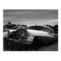 Old Car In Junkyard Postcard Classic Car Lover