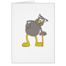Old Cartoon Owl With Walking Stick cards