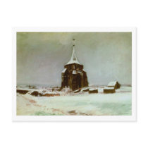 Old Cemetery Tower in Snow, Vincent van Gogh Postcards