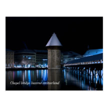 Old chapel bridge lucerne postcard postkarten