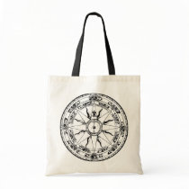 Old Compass Rose (B&W) Canvas Bags