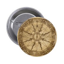 Old Compass Rose Button