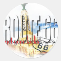 Old Conoco Gas Station, Texas - Route 66 Round Sticker