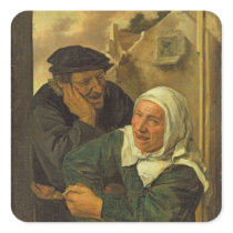 Old Couple Square Stickers