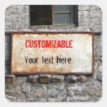 Old Dirty Sign on Abandoned Building Customizable Sticker