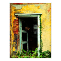 Old door at abandoned house at Balaton airport Postcard