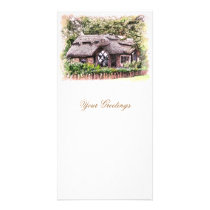 OLD ENGLAND THATCHED COTTAGES UK PERSONALIZED PHOTO CARD
