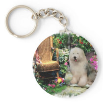 Old English Sheepdog Art Gifts Keychain