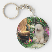 Old English Sheepdog Art Gifts Keychain