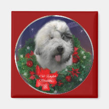 Old English Sheepdog Christmas Gifts Fridge Magnets