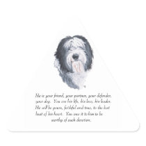 Old English Sheepdog Keepsake - Male Triangle Sticker