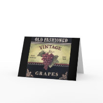 Old Fashion Vintage Grapes, Purple and Black Wine Greeting Card