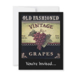 Old Fashion Vintage Grapes, Purple and Black Wine Announcement