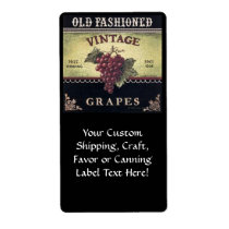 Old Fashion Vintage Grapes, Purple and Black Wine Shipping Labels