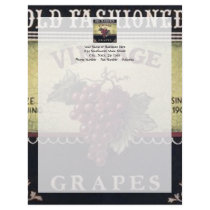 Old Fashion Vintage Grapes, Purple and Black Wine Customized Letterhead