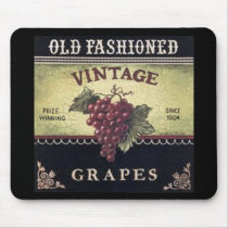 Old Fashion Vintage Grapes, Purple and Black Wine Mouse Pads
