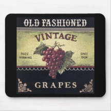 Old Fashion Vintage Grapes, Purple and Black Wine Mouse Pads