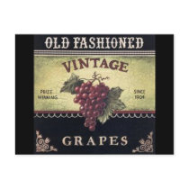 Old Fashion Vintage Grapes, Purple and Black Wine Postcards
