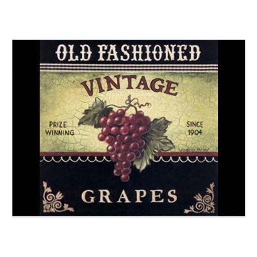 Old Fashion Vintage Grapes, Purple and Black Wine Postcards
