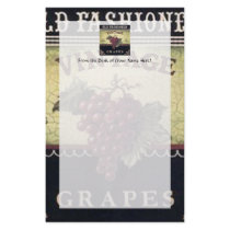 Old Fashion Vintage Grapes, Purple and Black Wine Stationery Paper