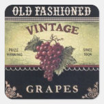 Old Fashion Vintage Grapes Wine Crate Label Square Sticker