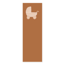 Old Fashioned Beige Baby Stroller on Brown. Business Card Template