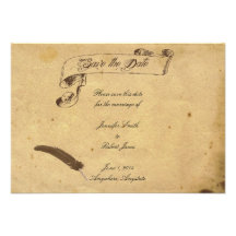 Old Fashioned Elegance Parchment Quill Wedding Personalized Announcements