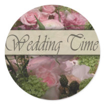 Old fashioned flower decoration round stickers