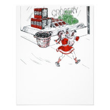 Old Fashioned Grocery Store and Little Girl Custom Invitations