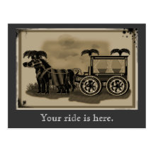 old fashioned hearse post card