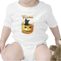 Old Fashioned Merry Halloween Cat Baby Bodysuit