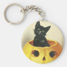 Old Fashioned Merry Halloween Cat Keychains