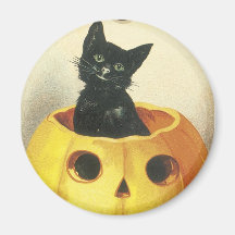 Old Fashioned Merry Halloween Cat Magnet