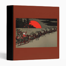 Old Fashioned Santa and Reindeer Sleigh 3 Ring Binder