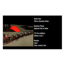 Old Fashioned Santa and Reindeer Sleigh Business Card Templates